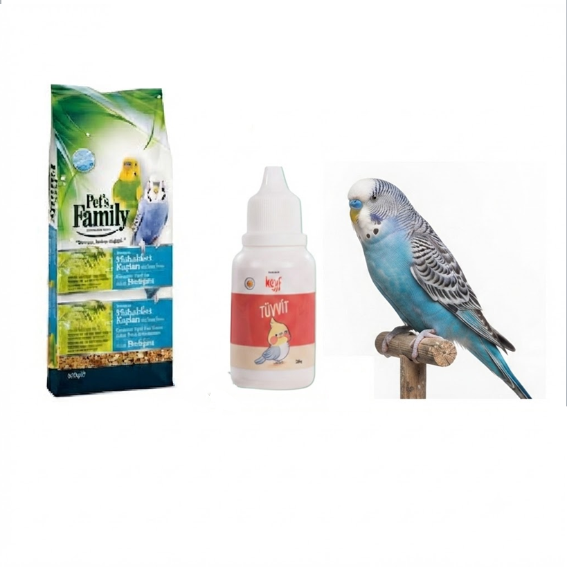 Pet's Family Muhabbet Kuşu Yemi 400 Gr ve Keyf Tüyvit Vitamini 50 cc